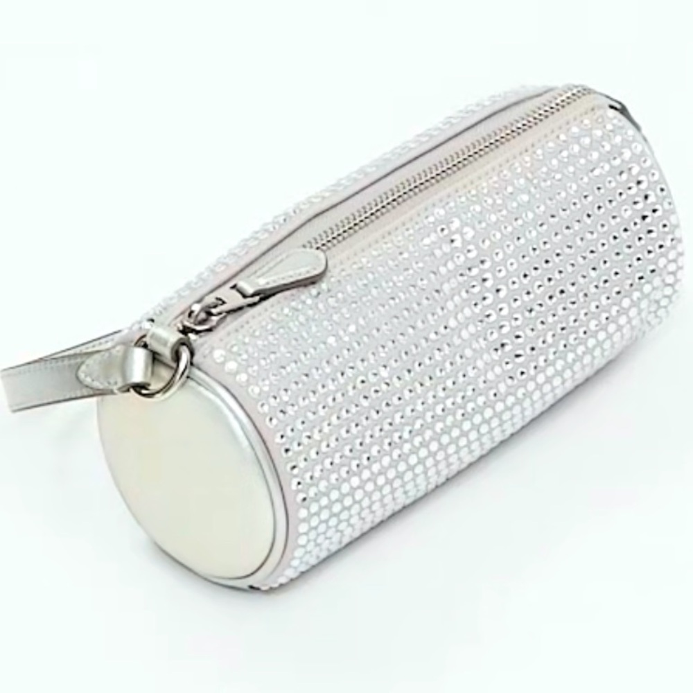 NWT Coach Silver & Gray w/Crystals Cylinder Wristlet/Purse - Picture 3 of 9
